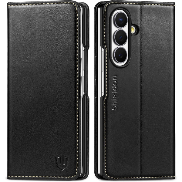 SHIELDON Galaxy Z Fold 8 Ultra Deri C�zdanl� K�l�f-Retro Black
