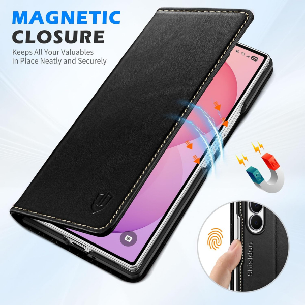 SHIELDON Galaxy Z Fold 8 Ultra Deri C�zdanl� K�l�f-Retro Black