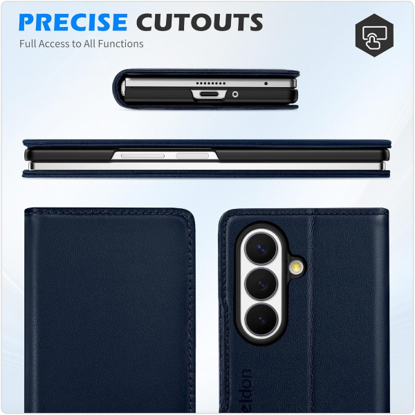 SHIELDON Galaxy Z Fold 8 Ultra Deri C�zdanl� K�l�f-Navy Blue