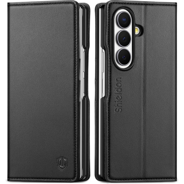 SHIELDON Galaxy Z Fold 8 Ultra Deri C�zdanl� K�l�f-Black