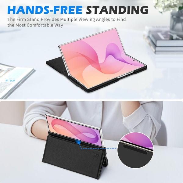 SHIELDON Galaxy Z Fold 8 Ultra Deri C�zdanl� K�l�f-Black