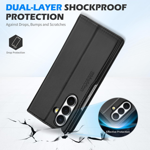 SHIELDON Galaxy Z Fold 8 Ultra Deri C�zdanl� K�l�f-Black