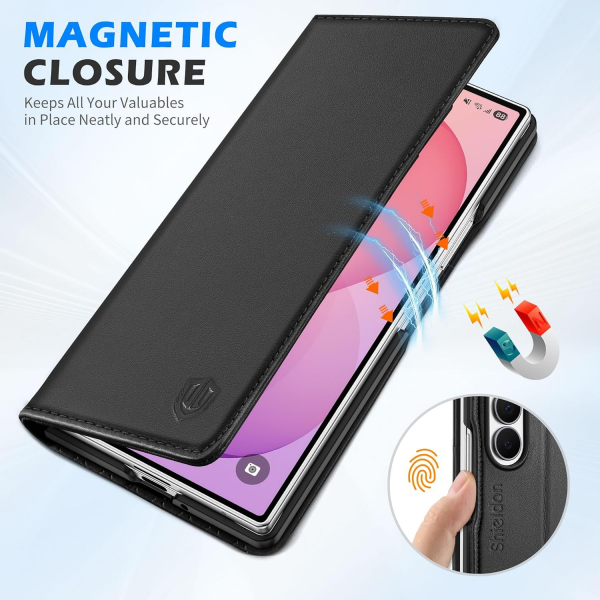 SHIELDON Galaxy Z Fold 8 Ultra Deri C�zdanl� K�l�f-Black