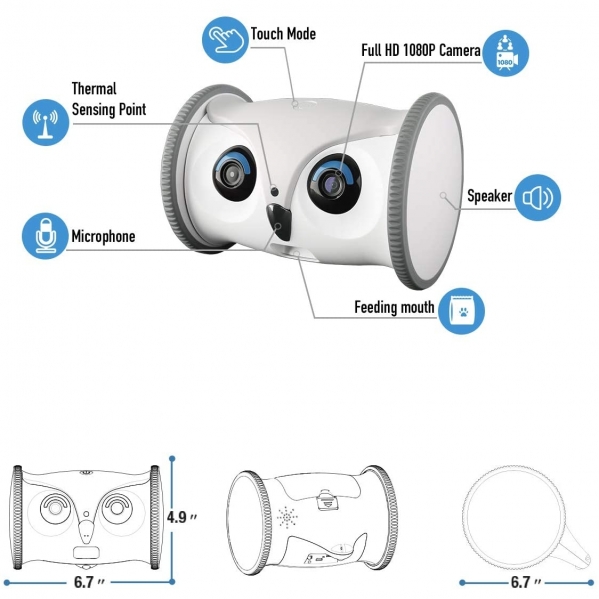 SKYMEE Owl Robot Akll Evcil Hayvan Kameras