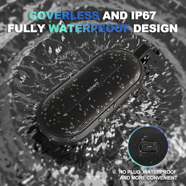 SOWO Kablosuz Tanabilir Hoparlr-Deep Black