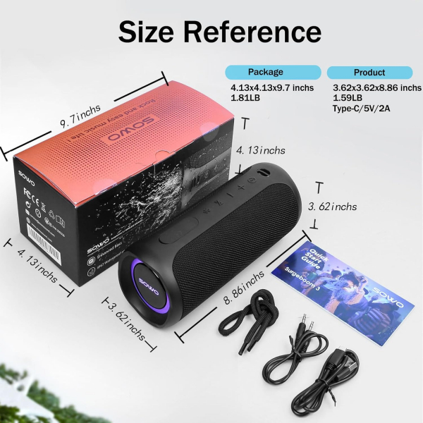 SOWO Su Geirmez Bluetooth Hoparlr -Black