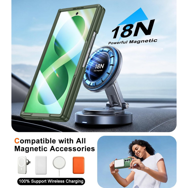 SPIDERCASE Galaxy Z Fold 8 Ultra MagSafe Uyumlu K�l�f-Dark Green