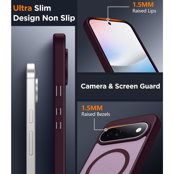 SPIDERCASE Google Pixel 11 Pro Uyumlu Manyetik K�l�f-Wine Red