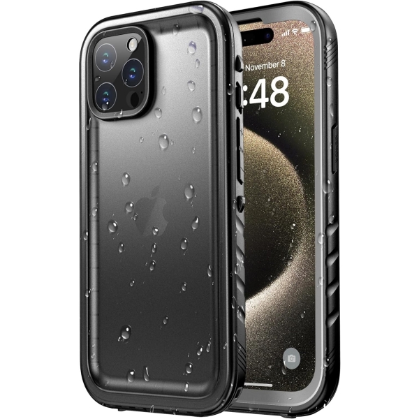 SPORTLINK Apple iPhone 15 Pro Max Su Geirmez Klf (MIL-STD-810G)-Black