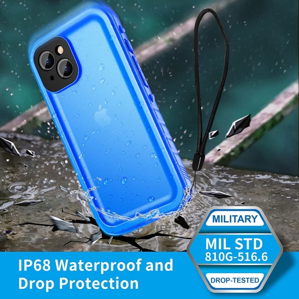 SPORTLINK iPhone 13 Su Geirmez Klf (MIL-STD-810G)-Blue