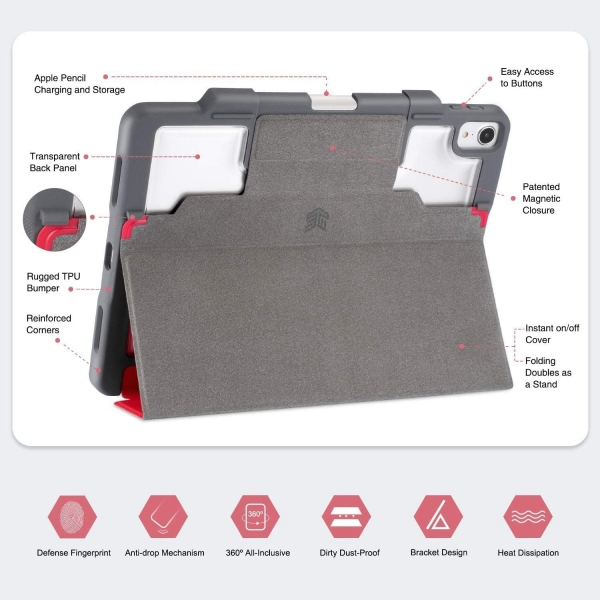STM Dux Plus Serisi Apple iPad Pro Klf (12.9 in)(MIL-STD-810G)-Red