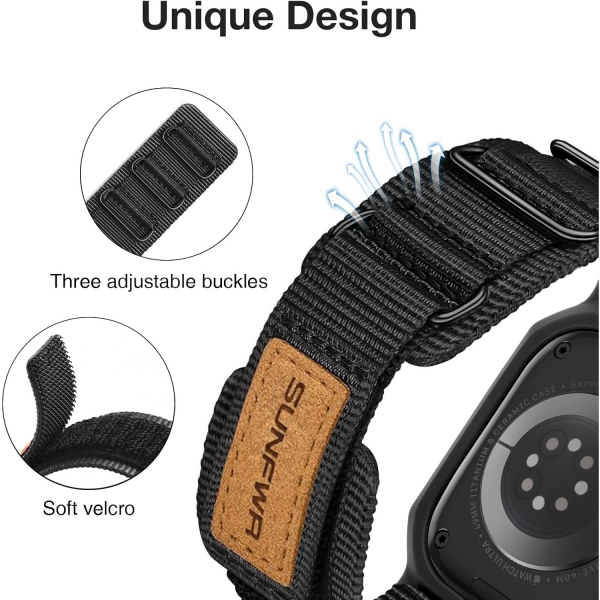 SUNFWR Apple Watch 11/10 42mm Naylon Spor Kay��-Black