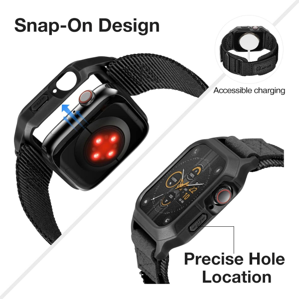 SUNFWR Apple Watch 11/10 42mm Naylon Spor Kay��-Black Tags