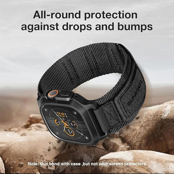 SUNFWR Apple Watch 11/10 42mm Naylon Spor Kay��-Black Tags