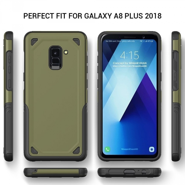 SUNGUY Samsung Galaxy A8 Plus Armor Klf- Army Green