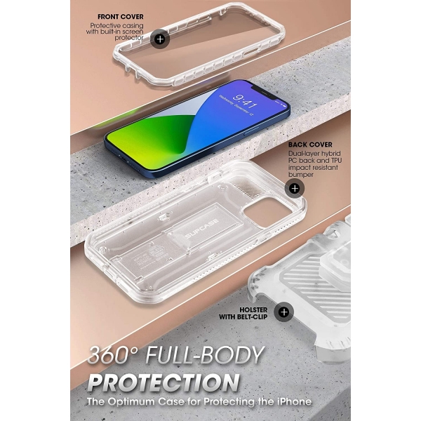 SUPCASE  Apple iPhone 12 Unicorn Beetle Pro Serisi Klf-Clear