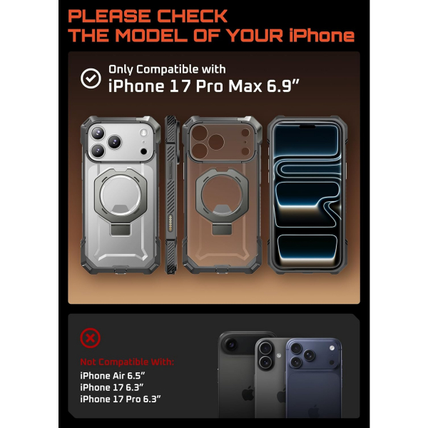 SUPCASE Apple iPhone 17 Pro Max UB Grip Rugged K�l�f-Translucent Gray
