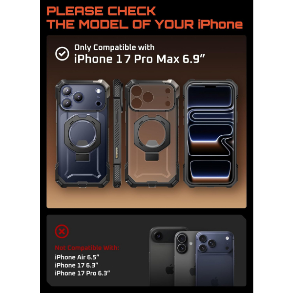 SUPCASE Apple iPhone 17 Pro Max UB Grip Rugged K�l�f-Translucent Black
