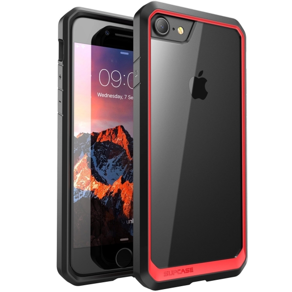 SUPCASE Apple iPhone 8 Unicorn Beetle Serisi effaf Klf-Red Black