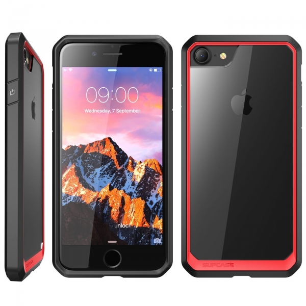 SUPCASE Apple iPhone 8 Unicorn Beetle Serisi effaf Klf-Red Black