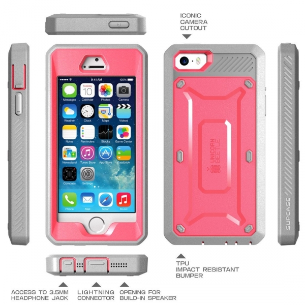 SUPCASE Apple iPhone SE/5/5S Unicorn Beetle PRO Serisi Klf-Pink