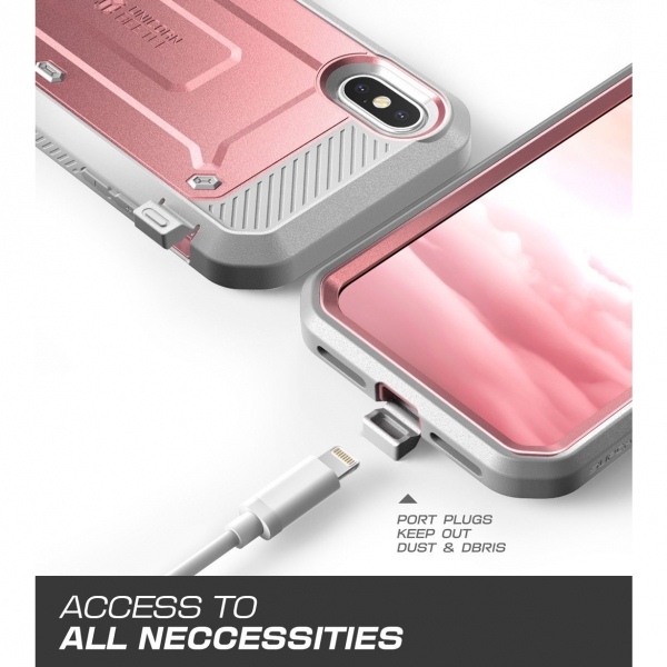 SUPCASE Apple iPhone XS / X Unicorn Beetle Pro Serisi Kemer Klipsli Klf-Rose Gold