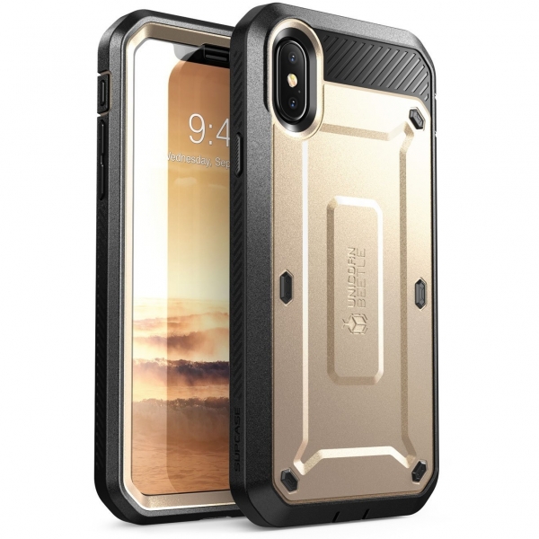 SUPCASE Apple iPhone X Unicorn Beetle Pro Serisi Kemer Klipsli Klf-Gold