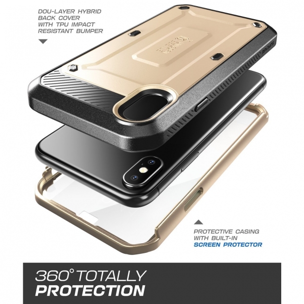 SUPCASE Apple iPhone XS / X Unicorn Beetle Pro Serisi Kemer Klipsli Klf-Gold