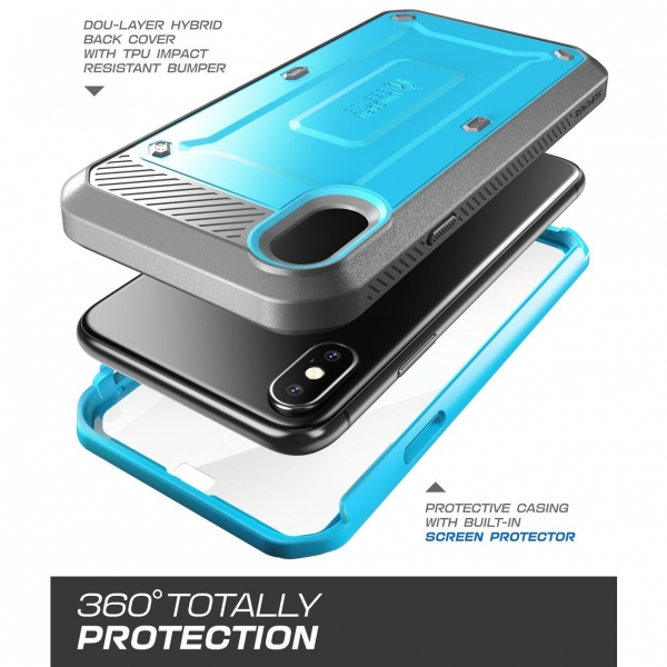 SUPCASE Apple iPhone X Unicorn Beetle Pro Serisi Kemer Klipsli Klf-Blue