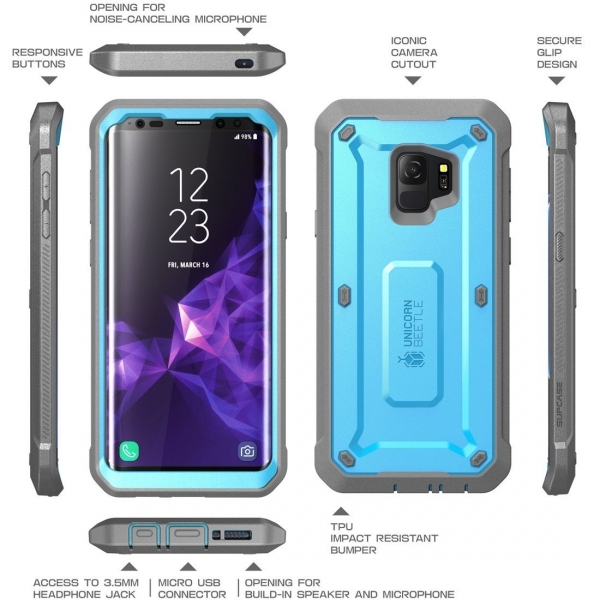 SUPCASE Galaxy S9 Kemer Klipsli Klf-Blue