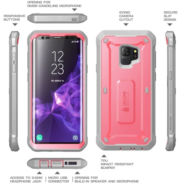 SUPCASE Galaxy S9 Kemer Klipsli Klf-Pink