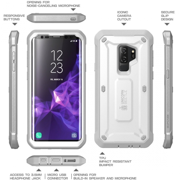 SUPCASE Galaxy S9 Plus Kemer Klipsli Klf-White