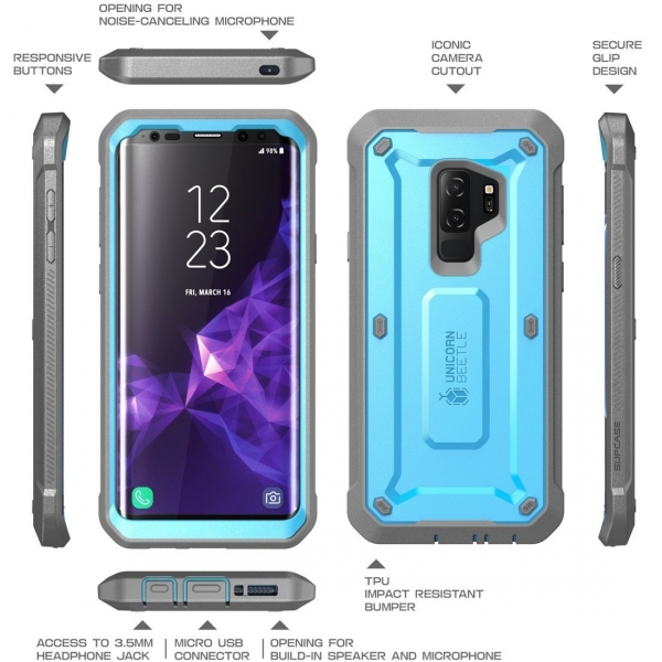 SUPCASE Galaxy S9 Plus Kemer Klipsli Klf-Blue