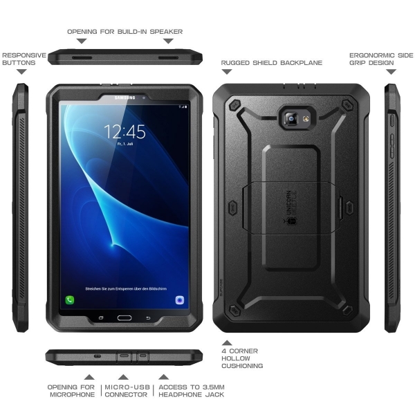 SUPCASE Galaxy Tab A 10.1 Unicorn Beetle PRO Serisi Klf-Black