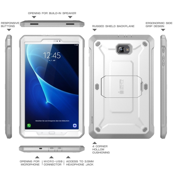 SUPCASE Galaxy Tab A 10.1 Unicorn Beetle PRO Serisi Klf-White