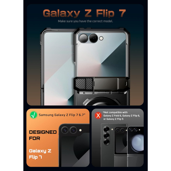 SUPCASE Samsung Galaxy Z Flip 7 UBP Klf -Black 