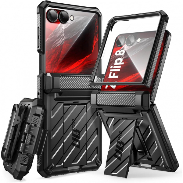 SUPCASE Galaxy Z Flip 8 Darbe Korumal� Standl� K�l�f-Black