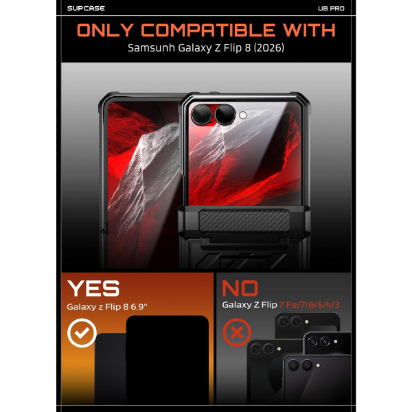 SUPCASE Galaxy Z Flip 8 Darbe Korumal� Standl� K�l�f-Black