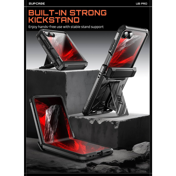 SUPCASE Galaxy Z Flip 8 Darbe Korumal� Standl� K�l�f-Black