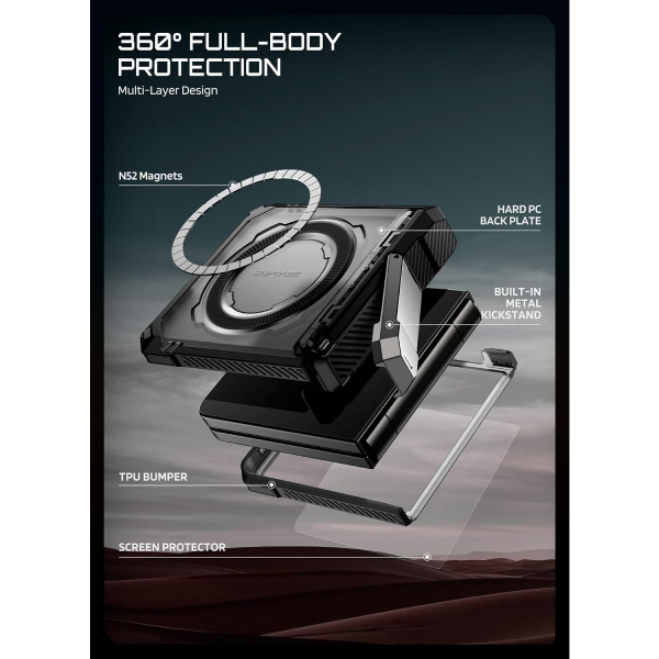 SUPCASE Galaxy Z Flip 8 MagSafe Korumal� Standl� K�l�f-Black