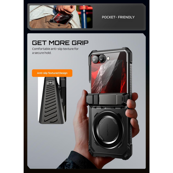 SUPCASE Galaxy Z Flip 8 MagSafe Korumal� Standl� K�l�f-Black