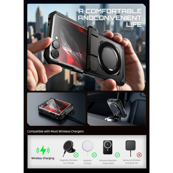 SUPCASE Galaxy Z Flip 8 MagSafe Korumal� Standl� K�l�f-Black