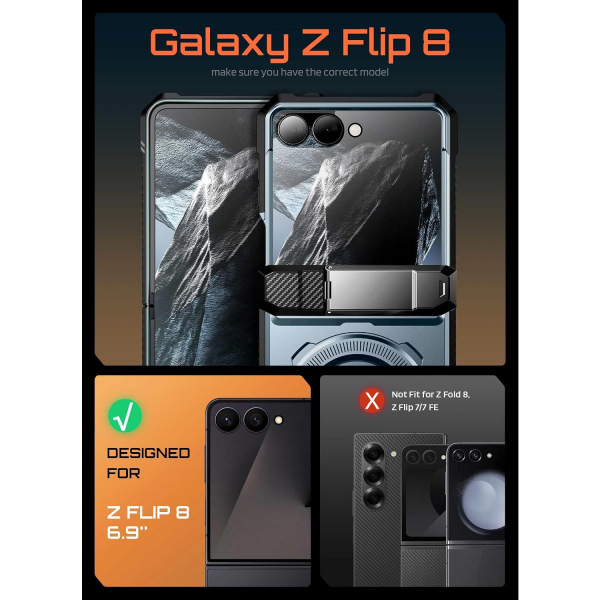 SUPCASE Galaxy Z Flip 8 MagSafe Korumal� Standl� K�l�f-Tilt