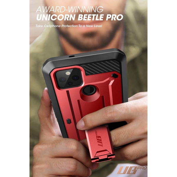 SUPCASE Google Pixel 5 Unicorn Beetle Pro Serisi Klf-Red