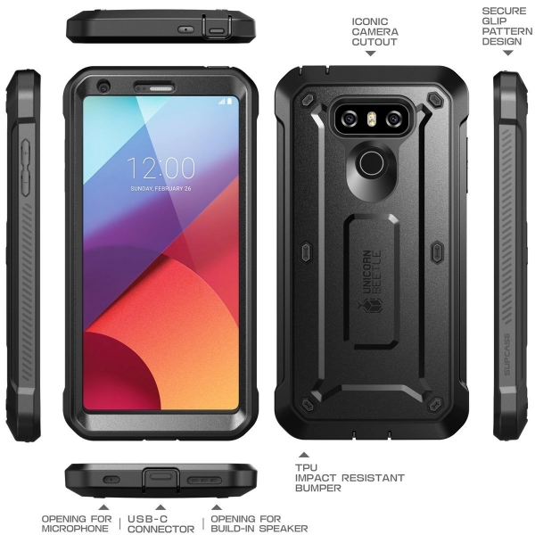 SUPCASE LG G6 Beetle PRO Rugged Holster Klf-Black