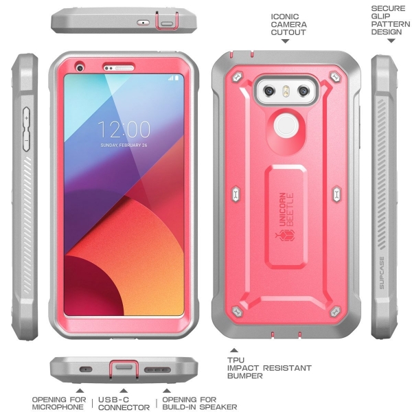 SUPCASE LG G6 Beetle PRO Rugged Holster Klf-Pink