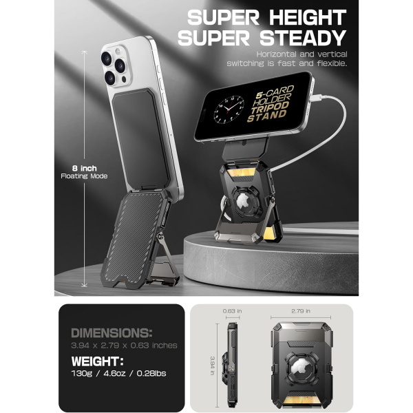 SUPCASE Manyetik C�zdan ve MagSafe AirTag Stand-Dark