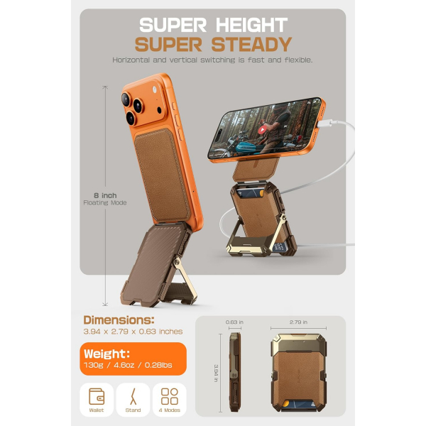 SUPCASE Manyetik C�zdan ve MagSafe AirTag Stand-Brown