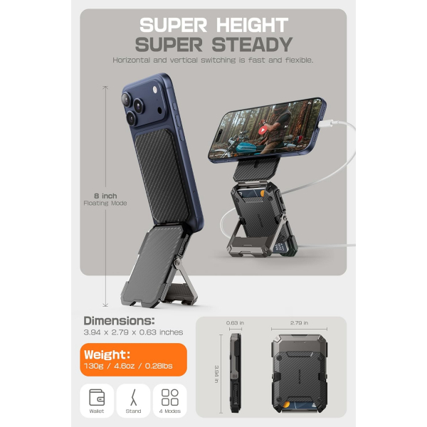 SUPCASE Manyetik C�zdan ve MagSafe AirTag Stand-Carbon