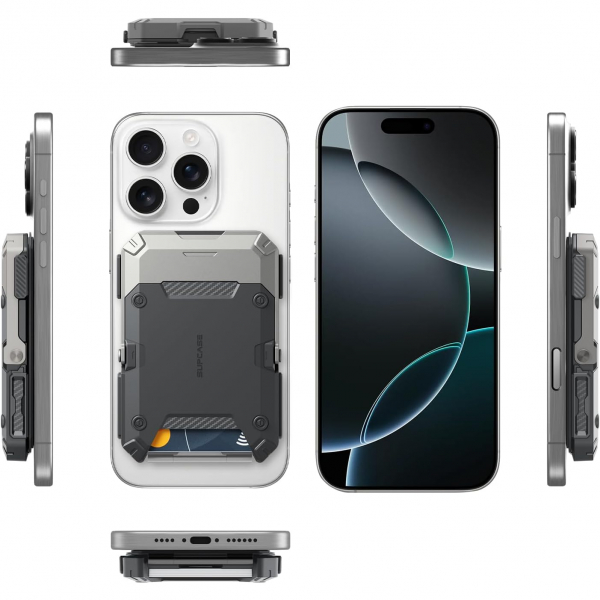 SUPCASE Manyetik Czdan ve MagSafe ile Uyumlu Stand-Silver
